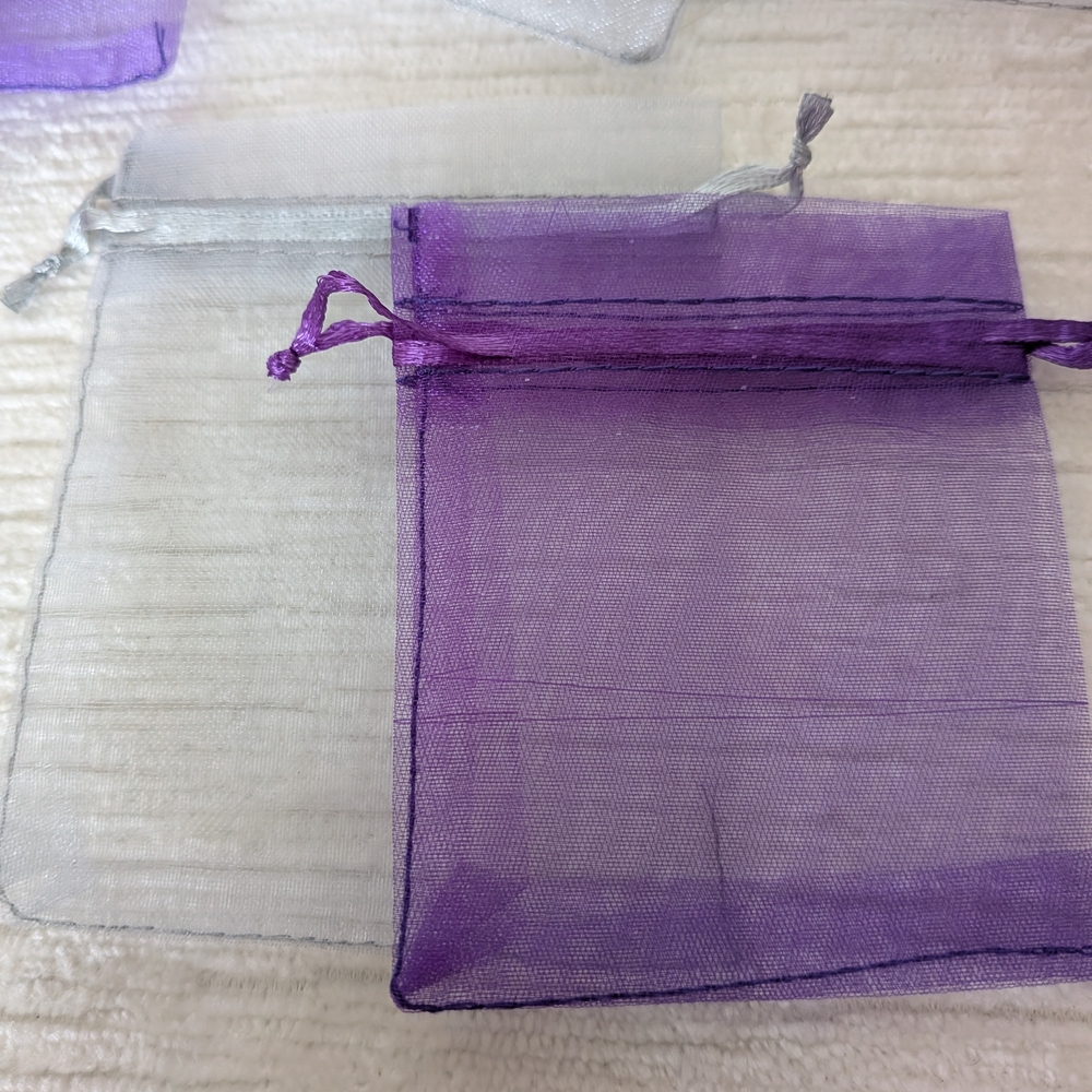 20 Count Bundle Of Purple(10-2.75"x3.5") and Silver(10-3"x4") Organza Gift Bags - Picture 8 of 8